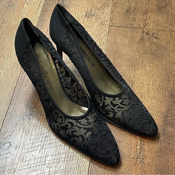 Yves Saint Laurent YSL Lace Pumps Pointed Toe Woman’s Size 9M - Picture 1 of 7